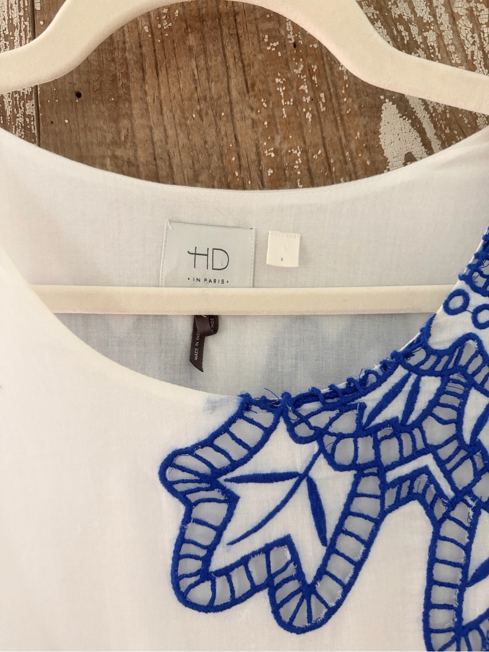 HD in Paris Maxi Dress White with Blue Floral Embroidery - Elegant Summer Dress - Picture 5 of 5